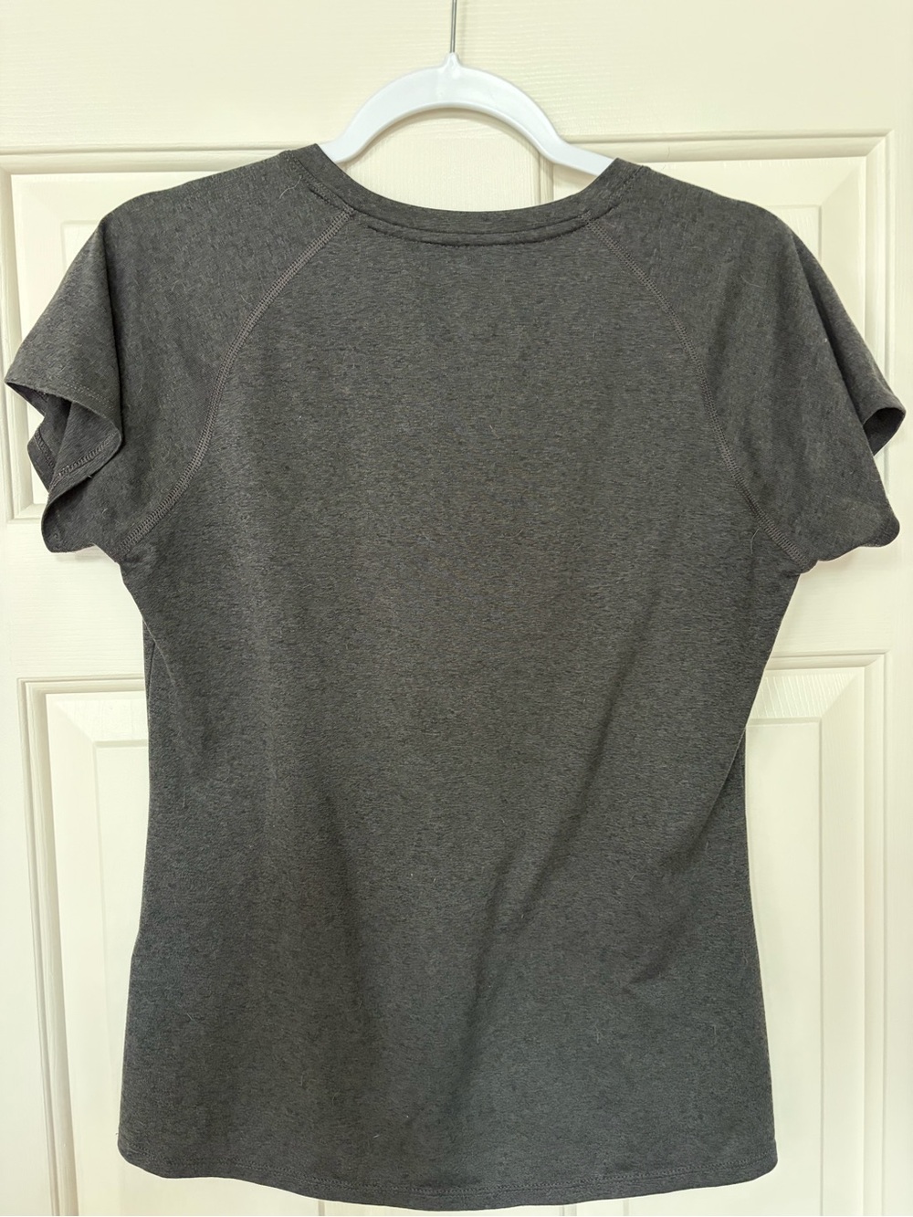 The North Face Women's Charcoal Gray V-Neck Tee with Yellow Logo - Picture 2 of 3